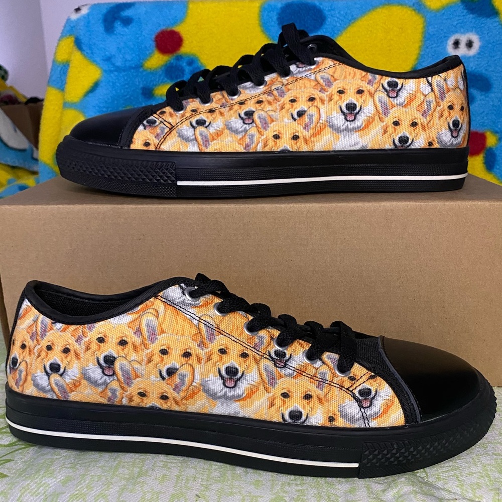 BRAND NEW Corgi dog low top shoes